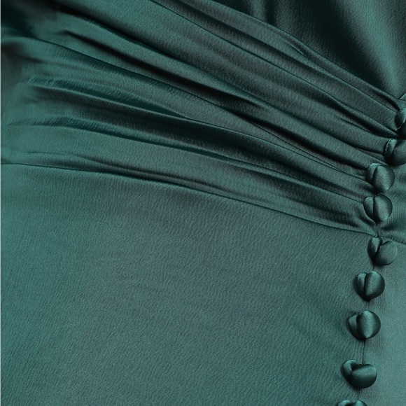Lulus Teal Satin Dress - Picture 2 of 5
